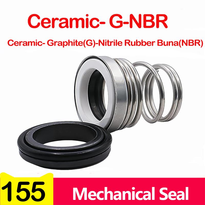 1Pcs 155 Series,Water Pump Mechanical Shaft Seal,CE-G-NBR,SiC-SiC-FKM,10/11/12/13/14/15/16/17/18/19-40mm,With Single Coil Spring