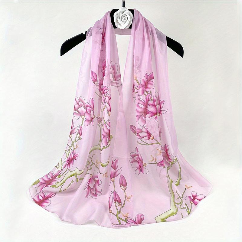 Luxury Fashion Floral Print Chiffon Silk Scarf Female Spring And Summer Sunscreen Women Shawl Ventilate Wrap Scarves