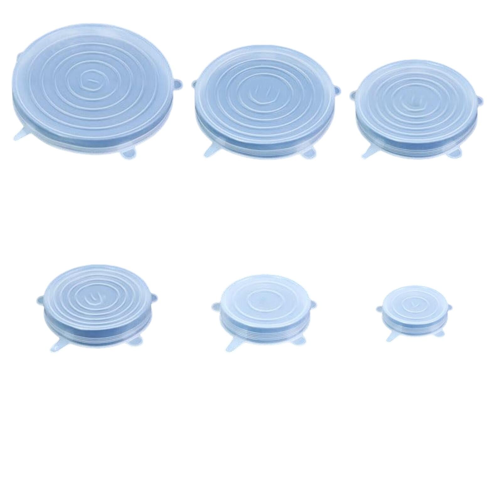 

6 шт. Силиконовые эластичные крышки, многоразовые крышки для хранения продуктов питания One Size