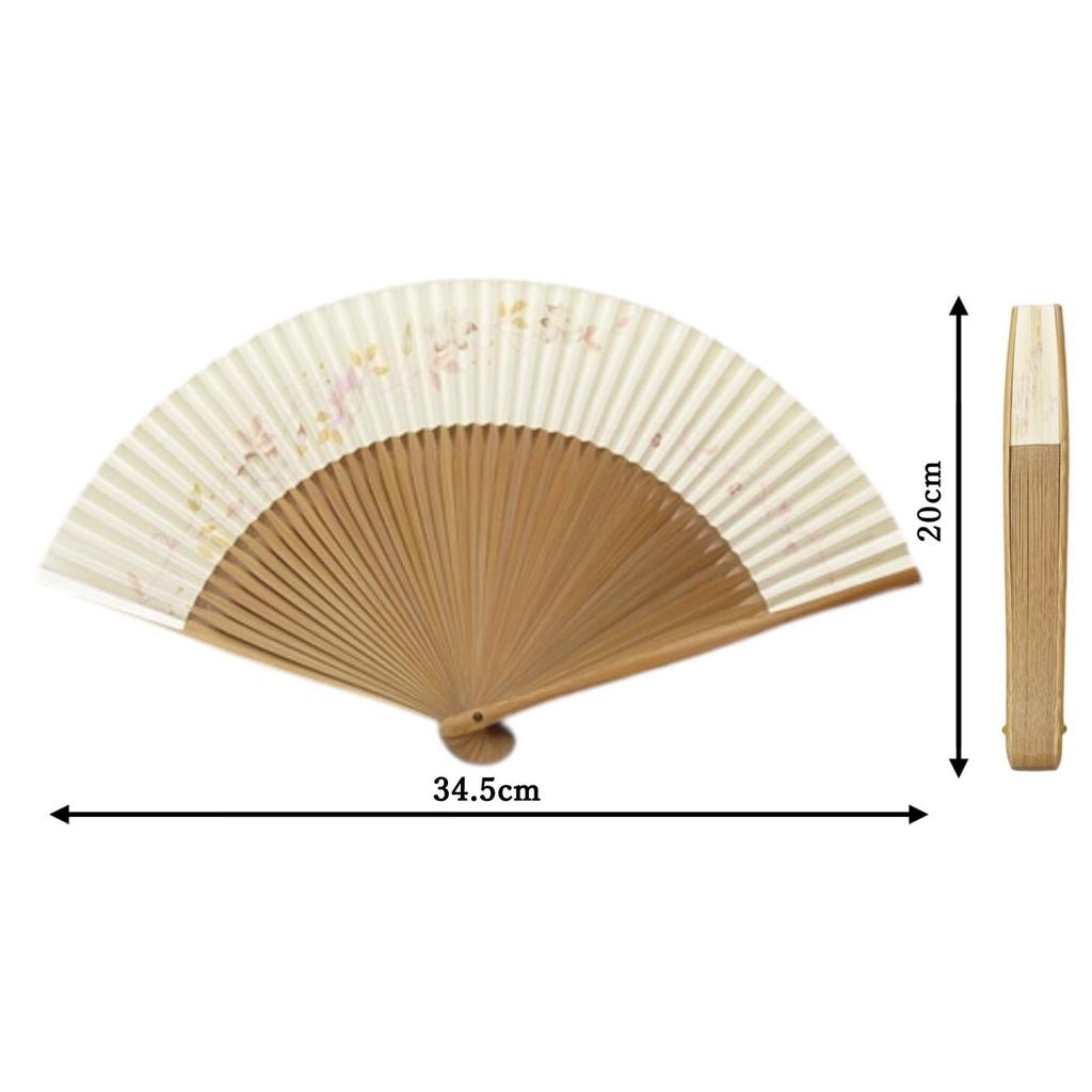 Gorgeous Kyoto Made In Japanese Clothing Artisanal Paper Fan with Flower and Iron Wire 20cm Long X Wide Fan, Japan, Women's, Accessory, Design, 34.5cm