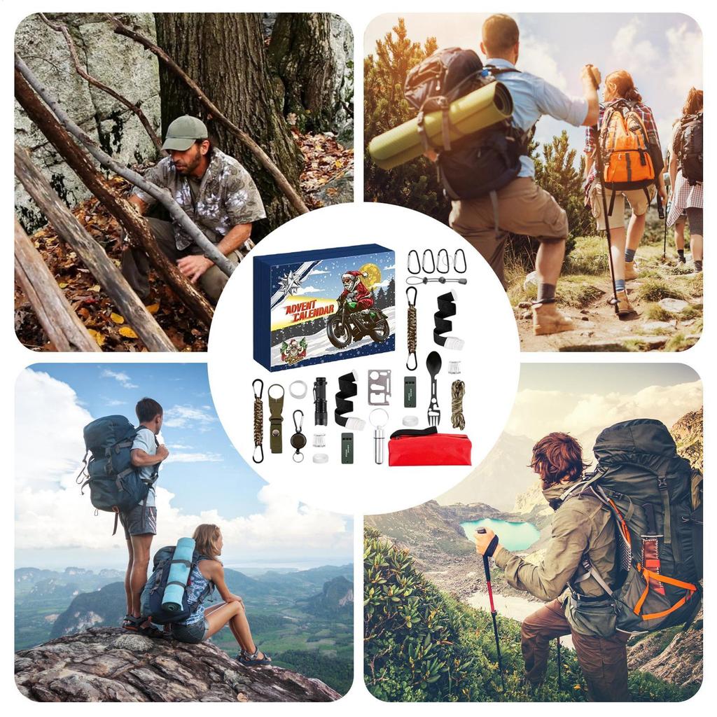 2025 Countdown Calendar 24 Day Survival Kit Advent Countdown For Men Portable Survival Tool Camping Gear Cool Gadgets For