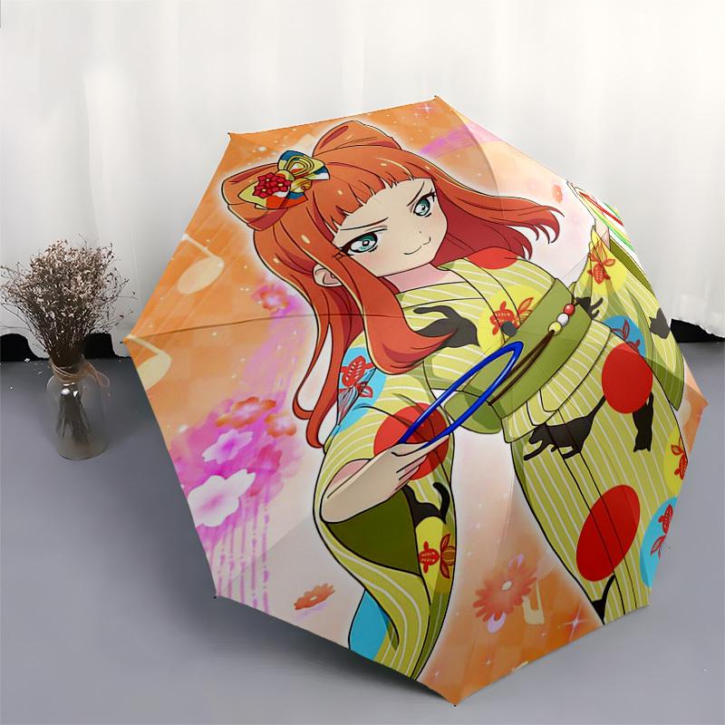 1pc Kagamine Len Inspired Outdoor Umbrella - Automatic Opening/Closing, Portable 3-Fold Design with 8-Rib Iron Frame - Perfect Gift for Fans, Traveler