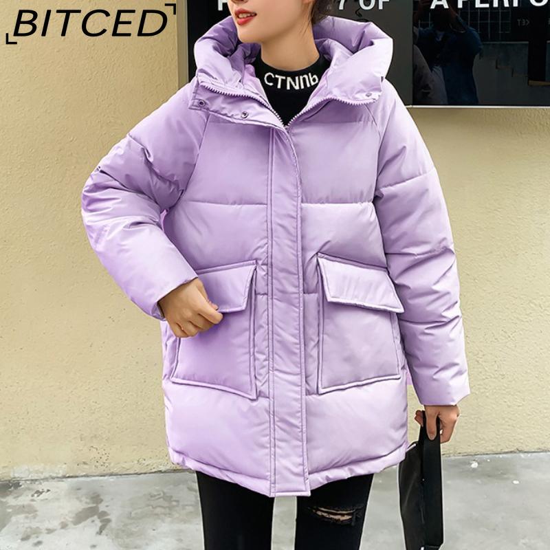 BITCED Women's Mid-Length Winter Waist-Defining Thickened Cotton Coat, Padded Jacket