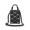 New MLB Monogram Collection Polyester Portable One Shoulder Crossbody Cell Phone Pouch Small Size Women's Black 3ACRH012N-50BKS