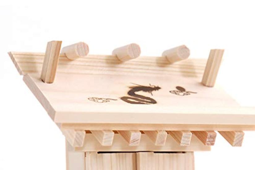 Yamakou Small Shrine Amulet Gifu Cypress Made in for Amulets and Shrines H14 x W12 x Holder, Wood, Japan, (Shrine Body) D6.5 (cm) (Cloud Dragon)