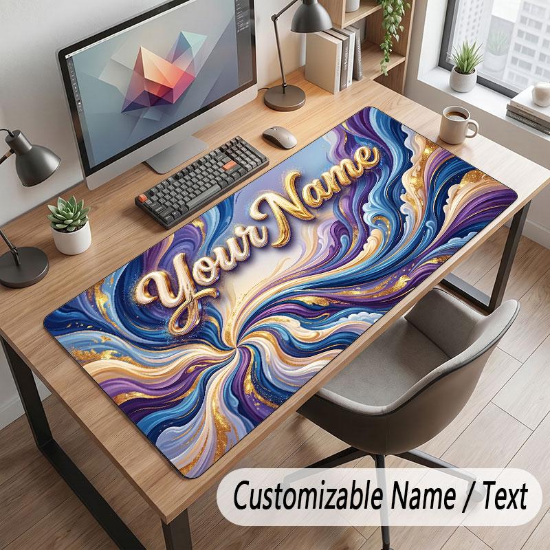 Decorative Artwork Theme Customized Mouse Pad Personalized Print Name Text Desk Mat For Home Office Table Decor
