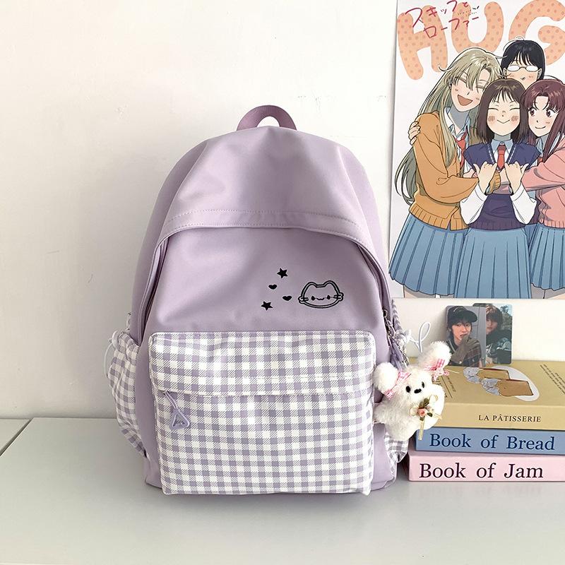 Schoolbag Cute College School Bag Japanese ins Plaid Girl Small Fresh Junior High School Backpack