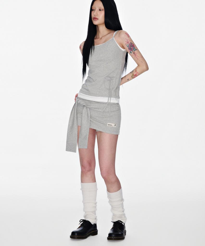 Soheul S Tie-Waist Skirt (Gray)