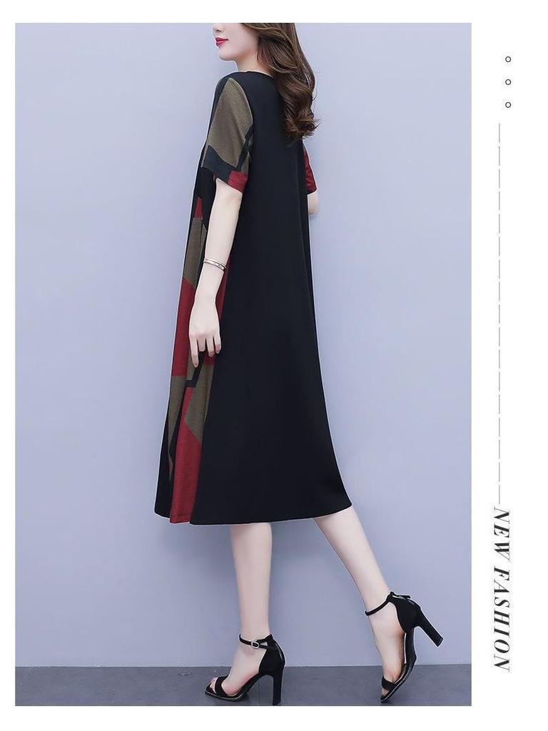 Elegant Women's Plus Size Summer Loose Patchwork Dress