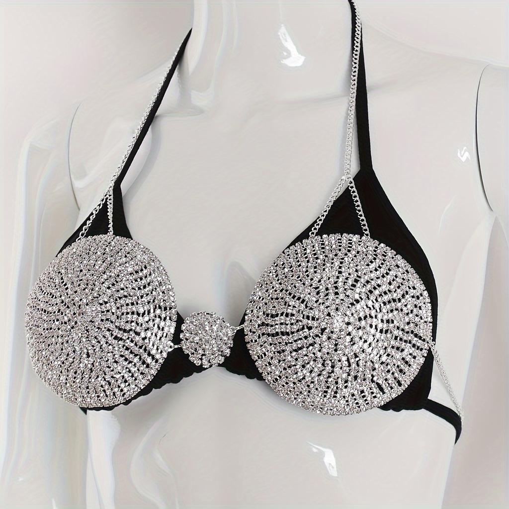 Shiny Rhinestone Crop Top Bra Chest Chain Sexy Lingerie Decoration Chain Accessory
