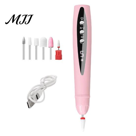 Adjustable Speed Nail Drill 2-In-1 Electric with 5 Bits, 5-Speed Cordless Manicure File Compact Care Tool UV LED Lamp, USB Rechargeable for