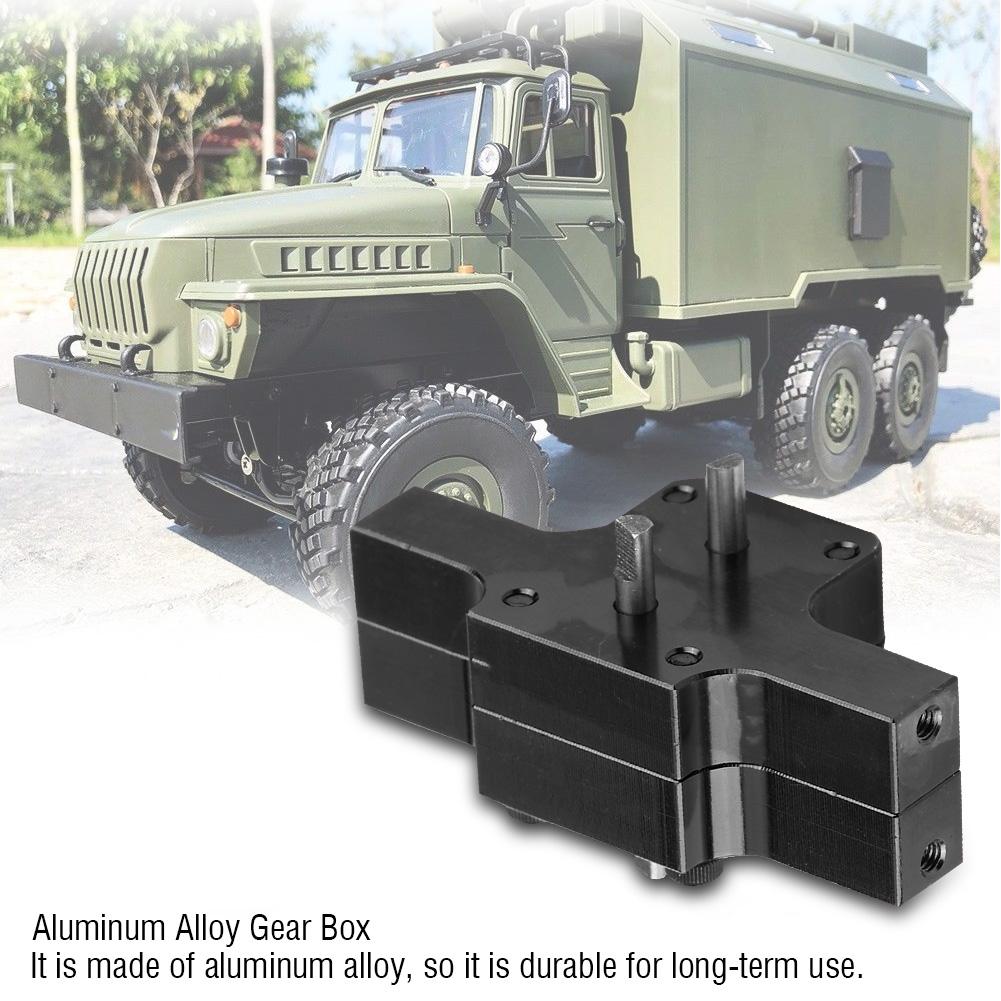 Aluminium Alloy Gear Box for WPL 1 16 Military Truck RC Car Upgraded Part (Black)