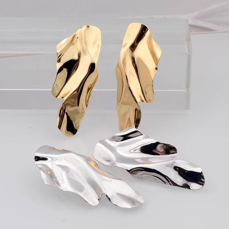 Trendy Big Long Statement Earrings for Women European Exaggerate Irregularity Geometric Metal Drop Earring Party Vintage Jewelry