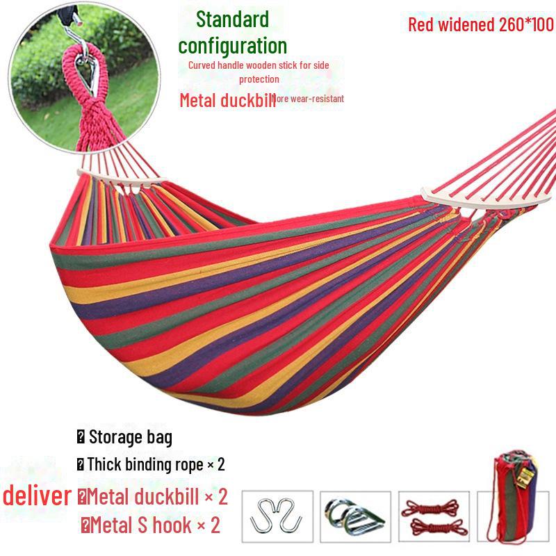 Hängemattenschaukel aus Segeltuch für den Außenbereich, Einzel-/Doppelhängematte, Überrollschutz, Polyester-Baumwolle, Farbstreifen-Design