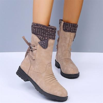 Winterstiefel für Damen, modische Stiefeletten für Damen, Retro-Reißverschlussstiefel, niedrige Absätze, warme Stiefeletten für Damen, Schuhe Botas Mujer