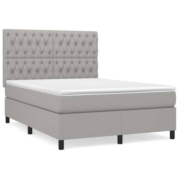 Cadre de lit avec matelas - Maison Exclusive - 140x200cm - Tête de lit réglable - Gris clair - Tissu