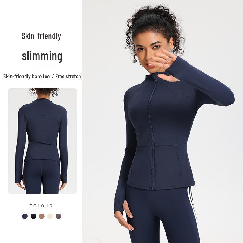 Giacca da Corsa da Donna Slim Fit ad Asciugatura Rapida - Manica Lunga, Top Casual con Zip per Palestra e Yoga, Primavera/Autunno.