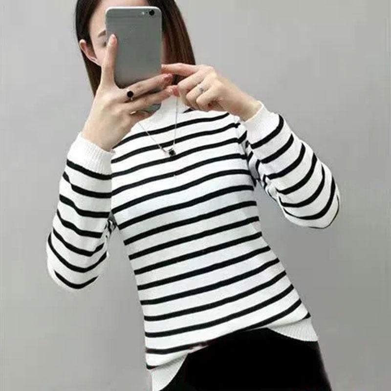 Plus aksamitna, gruba, złota, aksamitna koszula z półgolfem, damska odzież jesienno-zimowa, slim, z długimi rękawami, w paski, damska elegancka odzież