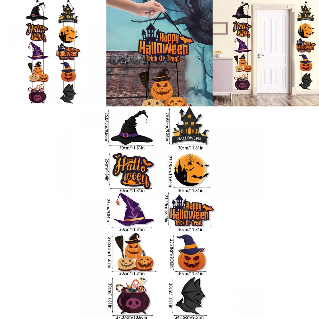 Halloween Door Hanging Decor With Pumpkin And Bat Paper Scene Setter For Party Celebrations