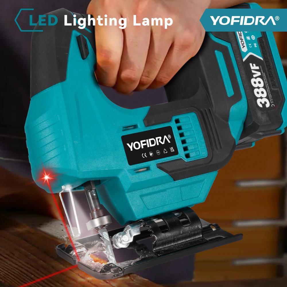 Yofidra Brushless 19mm Electric Jig Saw Infrared Laser Curve Saw Variable Speed MultiFunction Cutter For Makita 18V Battery Pin