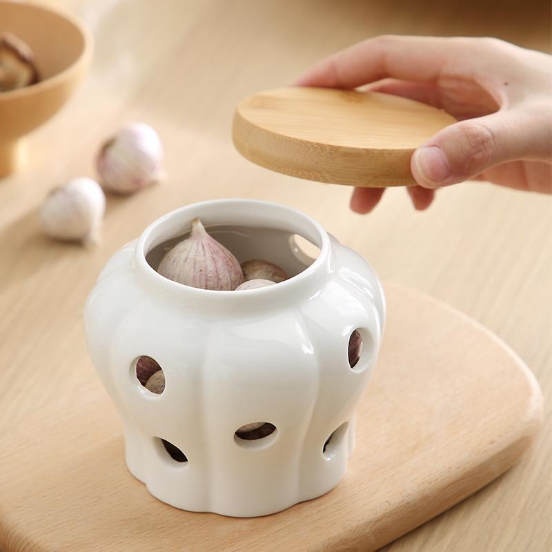 Moderní děrovaná úložná nádoba Větraná keramická úložná nádoba Kuchyňská krabička na zázvor a česnek Porcelánové nádoby Kuchyňské náčiní