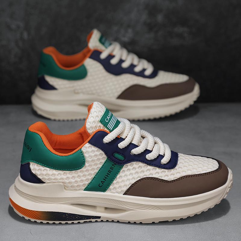 Fashion Breathable Mesh Men's Sports Shoes Korean Version Youth Casual Shoes Versatile Running Flats Comfortable Insoles Board Shoes