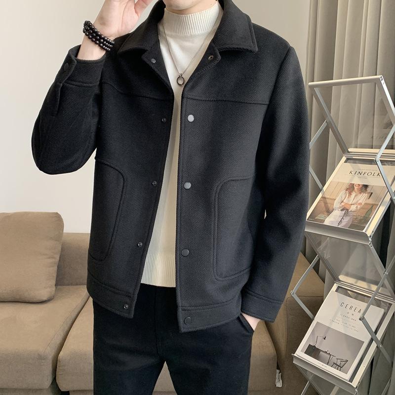 Men's Jacket Autumn and Winter Korean Style Trendy Slim Casual Woolen Men's Short Style Woolen Thick Versatile Jacket for Men