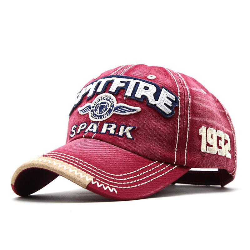 Spark Alphabet Washed Cotton Baseball Cap Male And Female Alphabet Embroidered Cap Sunshade Sunscreen Cap size56-60cm