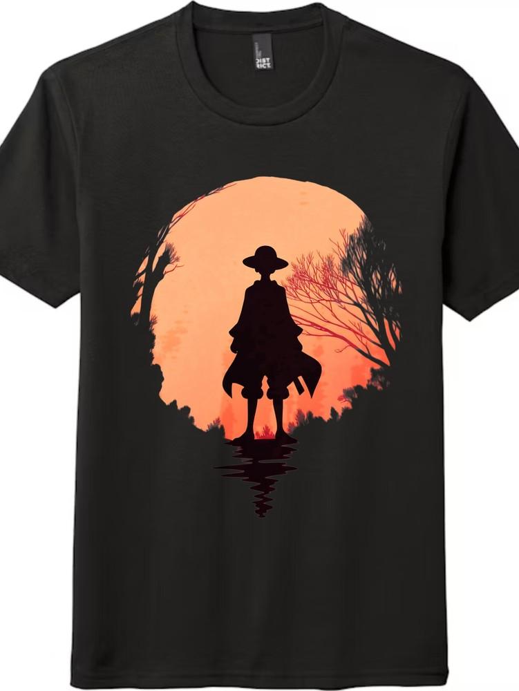 

Футболка One Piece Луффи Классический Силуэт Унисекс Ностальгическая Повседневная Футболка для Поклонников L