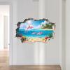 2 Peças de Adesivos de Parede 3D Praia Litoral, Golfinho Oceano Gaivota Palmeira Adesivo de Parede para Quarto de Crianças Bebês, Sala de Estar, Berçário
