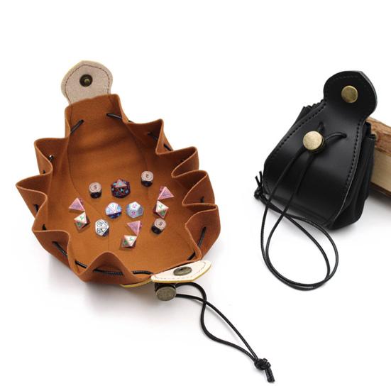 Bolsa de cordão para dados, resistente ao desgaste, leve, portátil, couro sintético, joias, moedas, acessórios pequenos, bolsa de armazenamento