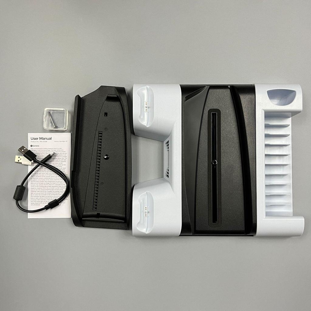 PS5 Slim Console with Ambient Light Base, Cooler, Dual Controller Charger, and Disc Storage Rack