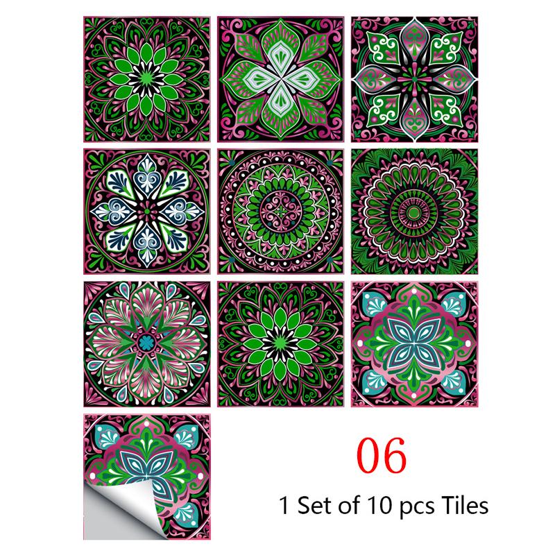 10 pezzi Adesivo da bagno Adesivo da parete Adesivo per piastrelle impermeabile Decalcomanie per piastrelle a forma di fiore Decorazione per la casa