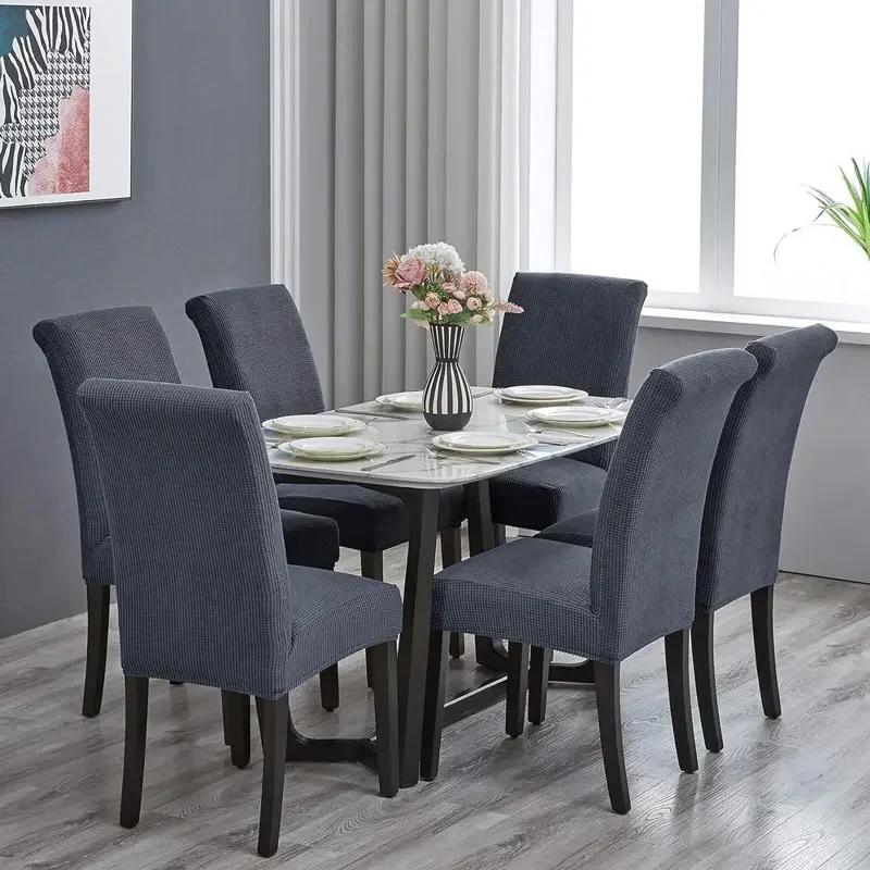 1PC Stretch Dining Chair Covers High Back Waterproof Textured Jacquard Fabric Parsons Chair Slipcover Thick Chair Protector