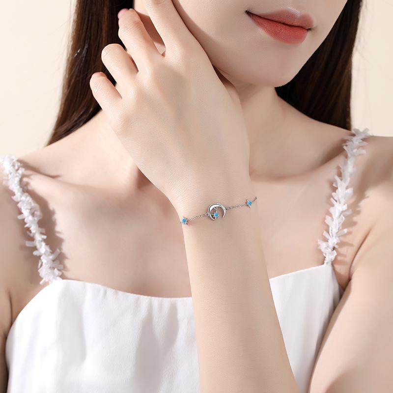 Tancise 925 Sterling Silver Zircon Bracelet Jewelry Geometric Bead Chain Link Bracelets Fashion Fine Wedding Gift for Girlfriend Women