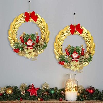 Set of 2 Christmas Wreaths for Front Door Entrance Decoration Table Tree Wall Hanging Ornaments Garland Xmas Decor Gifts for Home Office