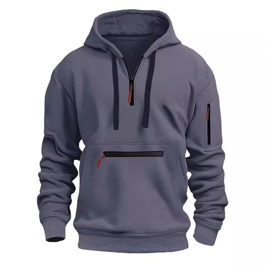 Men's Outdoor Hoodie - Full Zipper Design, Long Sleeve Hoodie, Suitable for Hiking, Camping, Daily Winter Wear - Machine Washable Cold Jacket