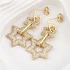 Nidin Classic 2 Colors Copper Zircon Lucky Star Shiny Rhinestone Drop Earrings Women Retro Fine jewelry Trend Party Accessories