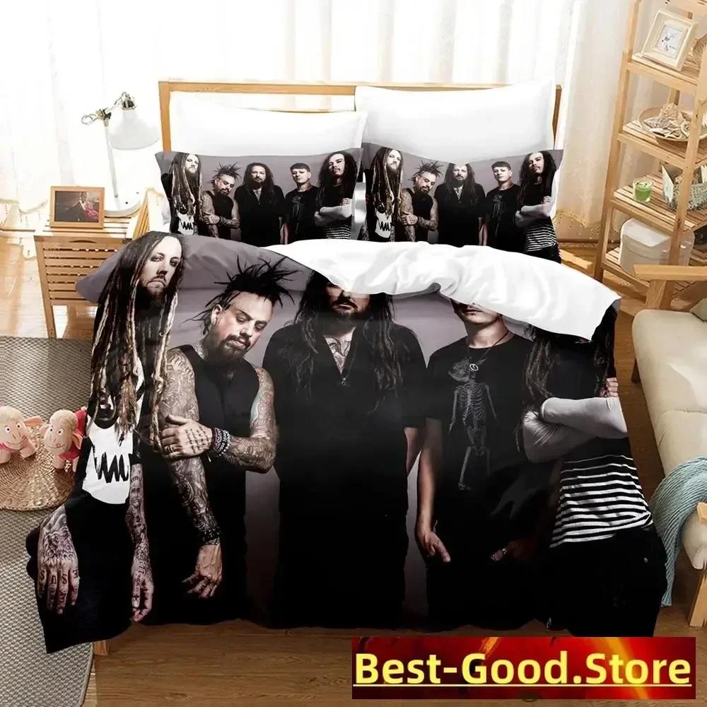 

Korn rock Bedding Set Printed Bed Set With Pillowcase Bed Duvet Cover Soft Single Double Queen Super King Size Bedroom AU Queen(210*210cm)3pcs