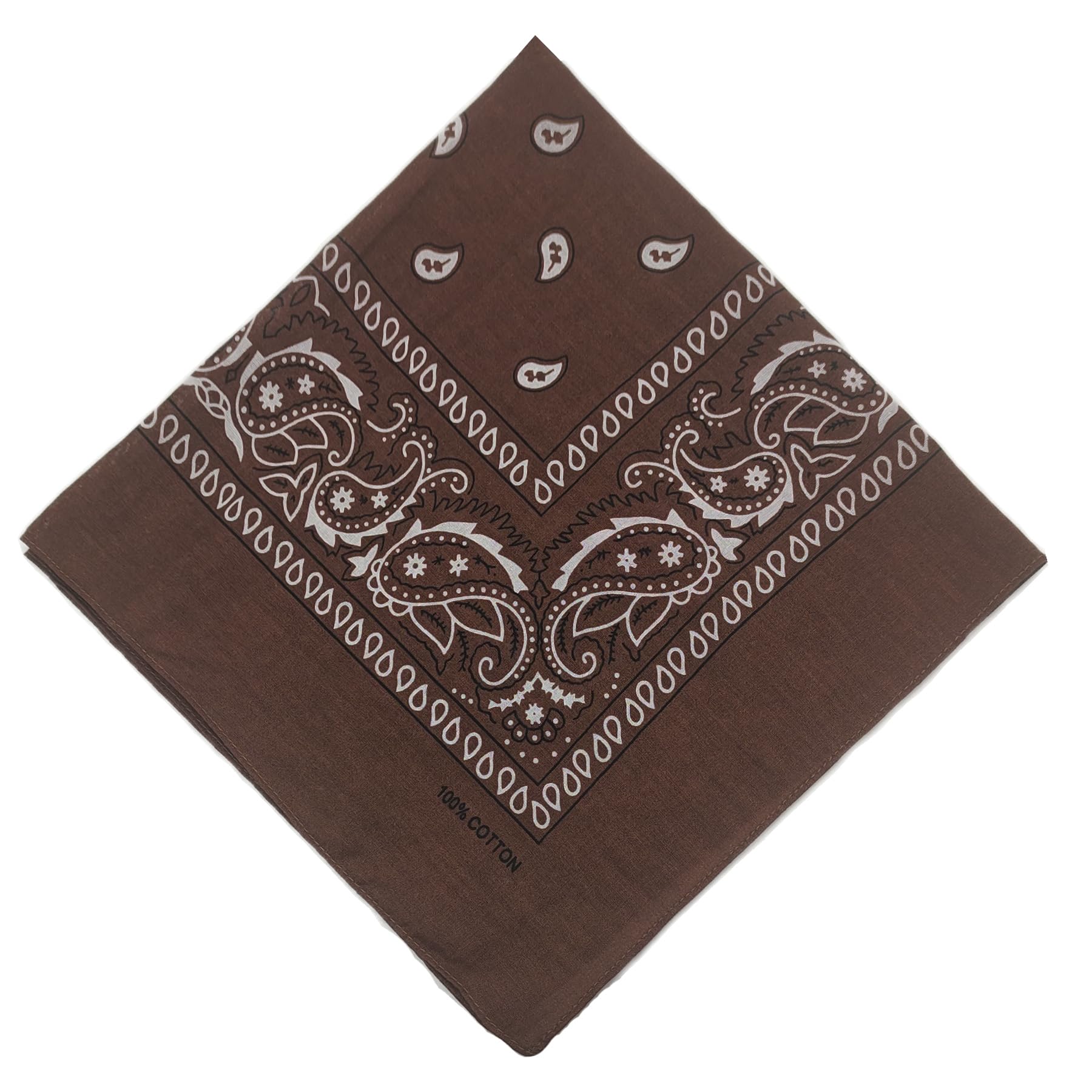 

kakatrend Bandana Brown Paisley 100% Cotton Adult Stylish Braun Handkerchief Cotton Bandana Unisex Do-rag Large 55cm x 55cm