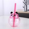Tazza di Plastica Creativa Panda con Cannuccia per Succo Milkshake 600ml MIT