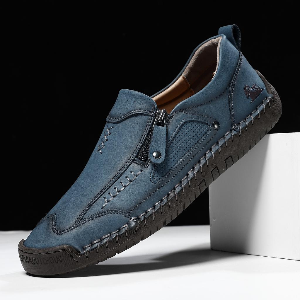 Handmade Leather Men Shoes Casual Slip On Loafers Breathable Leather Shoes Men Flats Fashion Moccasins Tooling Shoes Plus Size