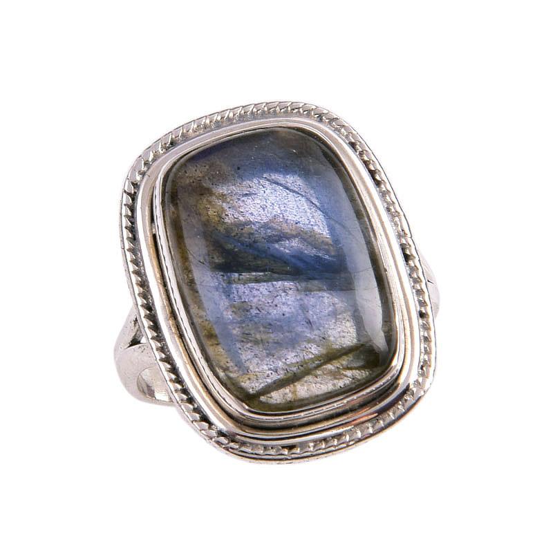 Natural Labradorite Gemstone 925 Solid Sterling Silver Jewelry Ring S.7.5 F9d99