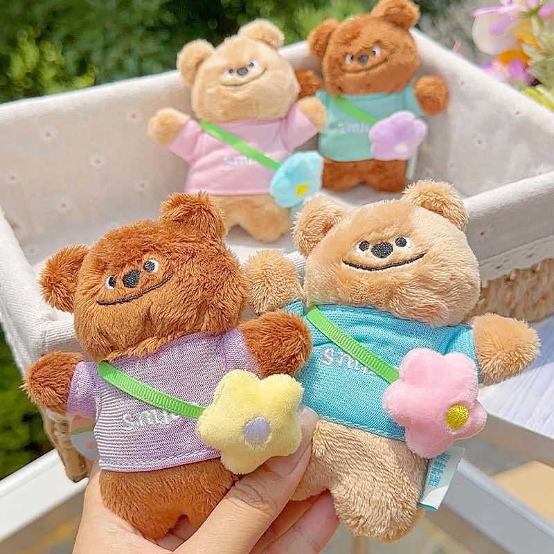 Flower Bear Plush Keychain Toy Stuffed Doll Backpack Pendant Gift Decoration