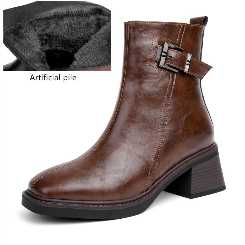 Fashion AIYUQI Women Ankle Boots Square Toe 2025 New Genuine Leather Vintage Women Ankle Boots British Style High Heel Booties Women