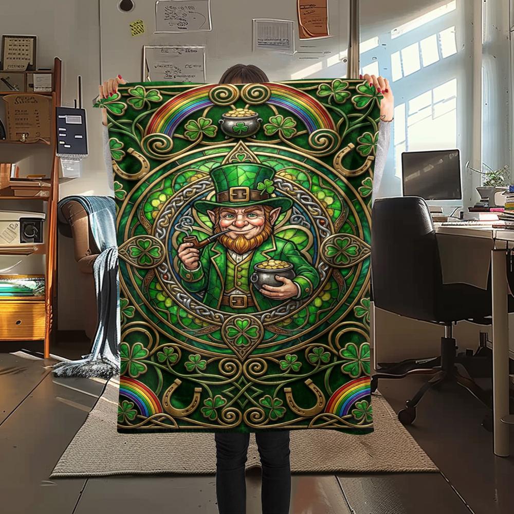 1 Stück St. Patrick's Day Motiv Flanelldecke, Hohe Qualität, Bequem für alle Jahreszeiten, Heimdekoration, Wärme und Komfort, Perfekt für Weihnachtsgeschenke W71