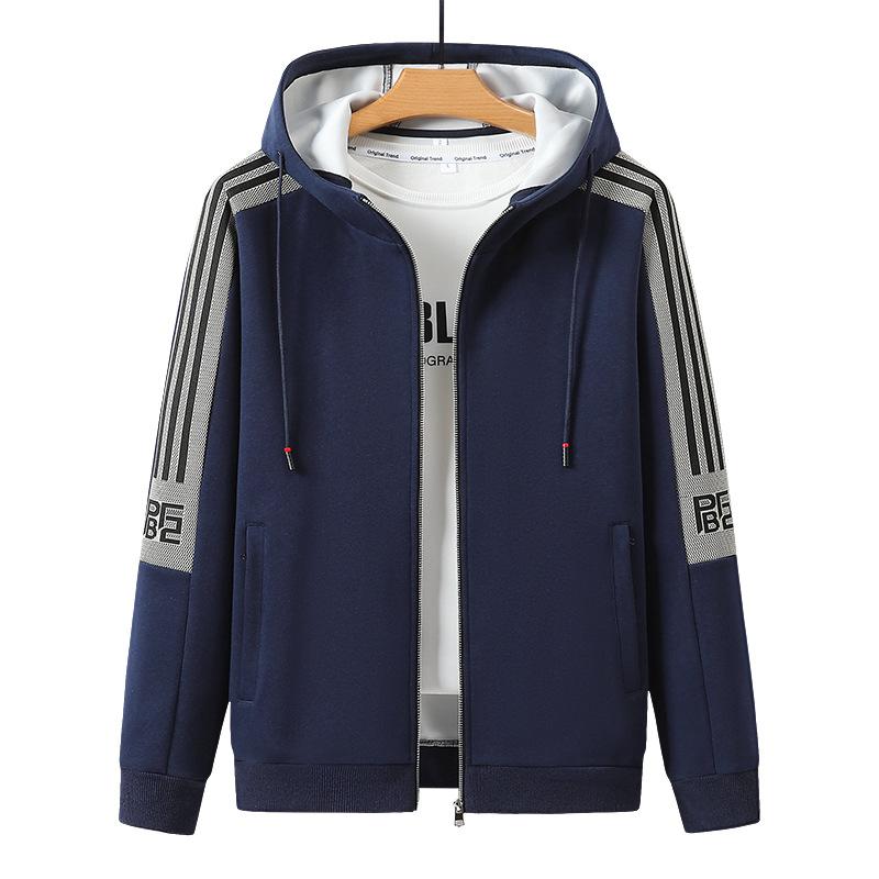 

Спортивная одежда, вязаный кардиган, свитер с капюшоном, мужская куртка с воротником-стойкой, повседневная универсальная куртка с длинными рукавами XXXXL синий