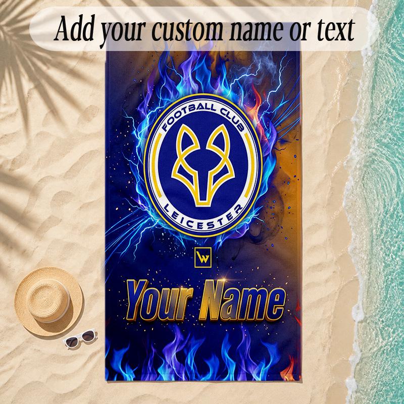 Beach TowelLeicester City Custom Name Text Personalized Soft Towel for Beach Pool Indoor Home Decor Gift