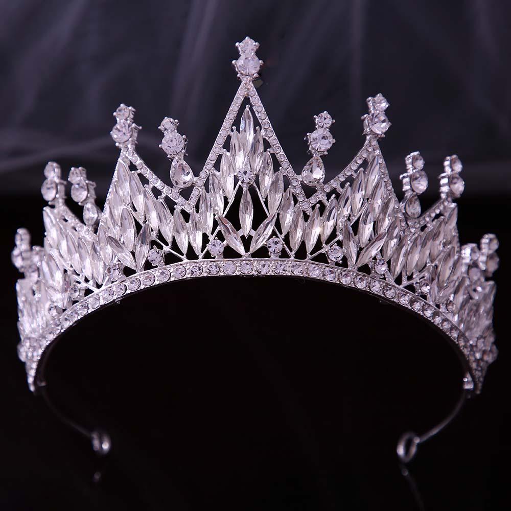 

Серебряный Цвет Хрустальные Короны и Диадемы Барокко Винтаж Корона Тиара Для Женщин Невесты Выпускного Вечера Диадема Свадебные Аксессуары Для Волос