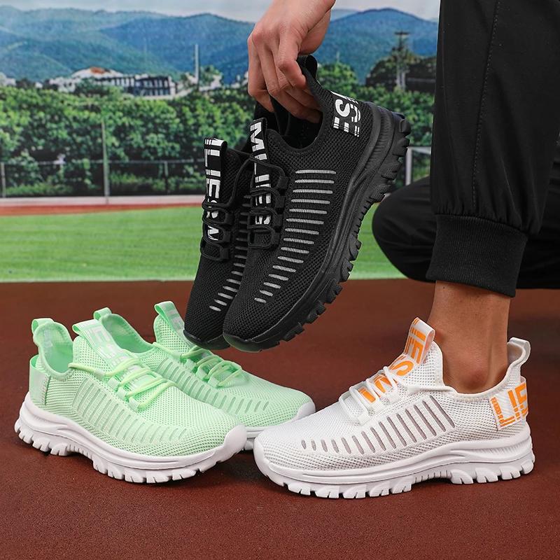 Fashionable Men'S Sports Shoes Lightweight Breathable Fast Drying Mesh Cushioning Running Shoes Fitness Training Non Slip Shoes
